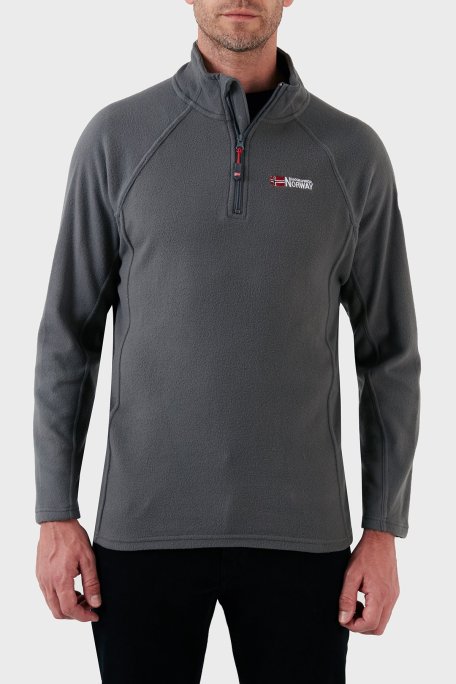 Norway Geographical Yumuşak Dokulu Dik Yaka Yarım Fermuarlı Outdoor Erkek Polar TUGASSOR KOYU GRİ - Norway Geographical