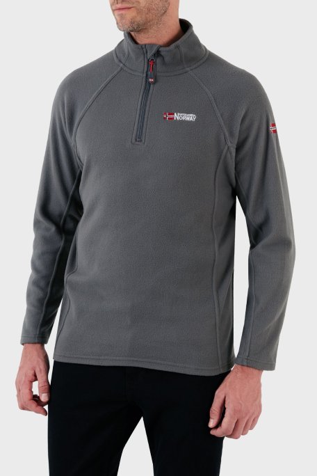 Norway Geographical Yumuşak Dokulu Dik Yaka Yarım Fermuarlı Outdoor Erkek Polar TUGASSOR KOYU GRİ - Norway Geographical (1)