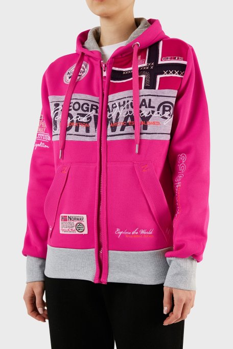 Norway Geographical İçi Şardonlu Kapüşonlu Bayan Sweat FLYERSW 1K FUŞYA - Norway Geographical