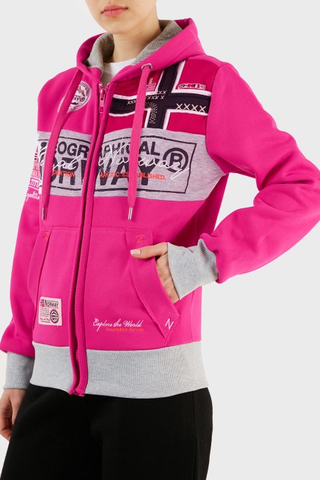 Norway Geographical İçi Şardonlu Kapüşonlu Kadın Sweat FLYERSW 1K FUŞYA - Norway Geographical (1)