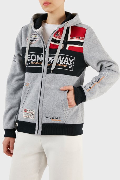 Norway Geographical İçi Şardonlu Kapüşonlu Bayan Sweat FLYERSW 1K GRİ - Norway Geographical (1)