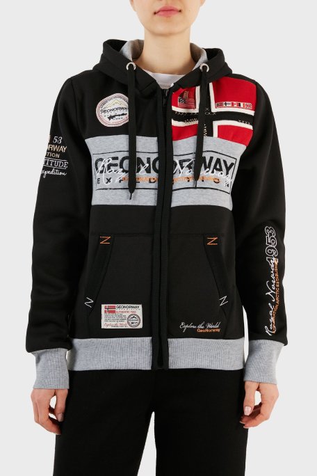 Norway Geographical İçi Şardonlu Kapüşonlu Bayan Sweat FLYERSW 1K SİYAH - Norway Geographical