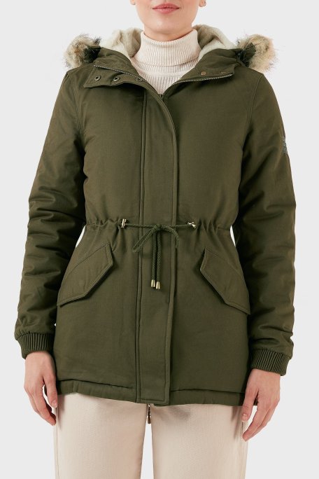 Norway Geographical Isı Yalıtımlı Peluş Astarlı Çıkarılabilir Suni Tüylü Kapüşonlu Bayan Parka AMPURIA HAKİ - Norway Geographical