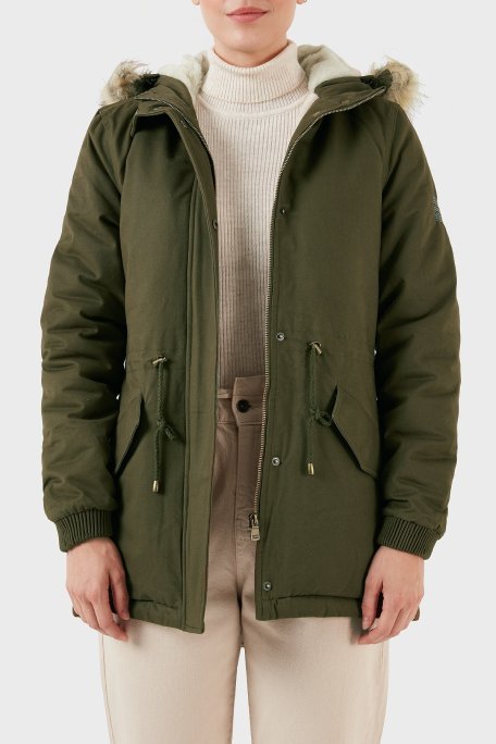 Norway Geographical Isı Yalıtımlı Peluş Astarlı Çıkarılabilir Suni Tüylü Kapüşonlu Bayan Parka AMPURIA HAKİ - Norway Geographical (1)