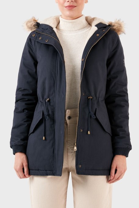 Norway Geographical Isı Yalıtımlı Peluş Astarlı Çıkarılabilir Suni Tüylü Kapüşonlu Kadın Parka AMPURIA LACİVERT - Norway Geographical (1)