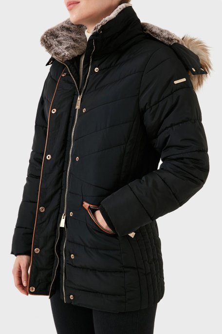 Norway Geographical Isı Yalıtımlı Suni Tüylü Çıkarılabilir Kapüşonlu Bayan Parka AJUJU SİYAH - Norway Geographical (1)