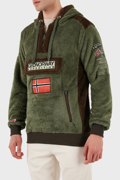 Norway Geographical Kapüşonlu Yarım Fermuarlı Outdoor Polar Erkek Sweat GYMCLASSSHERCO HAKİ - Norway Geographical (1)