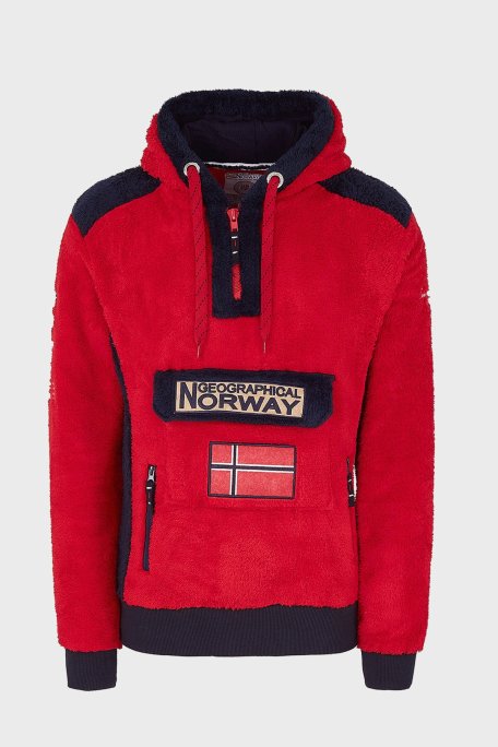 Norway Geographical Kapüşonlu Yarım Fermuarlı Outdoor Polar Erkek Sweat GYMCLASSSHERCO KIRMIZI - Norway Geographical
