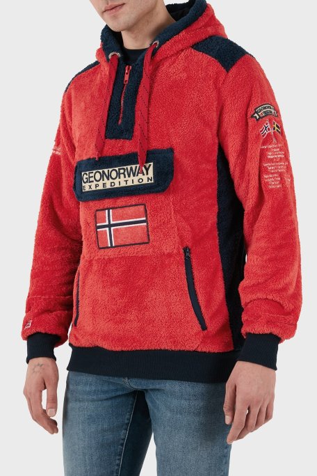 Norway Geographical Kapüşonlu Yarım Fermuarlı Outdoor Polar Erkek Sweat GYMCLASSSHERCO KIRMIZI - Norway Geographical (1)