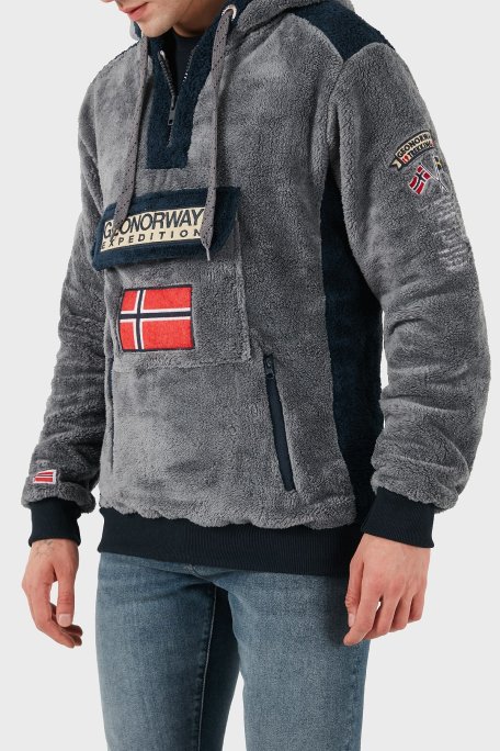 Norway Geographical Kapüşonlu Yarım Fermuarlı Outdoor Polar Erkek Sweat GYMCLASSSHERCO KOYU GRİ - Norway Geographical (1)