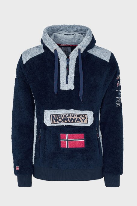 Norway Geographical Kapüşonlu Yarım Fermuarlı Outdoor Polar Erkek Sweat GYMCLASSSHERCO LACİVERT - Norway Geographical