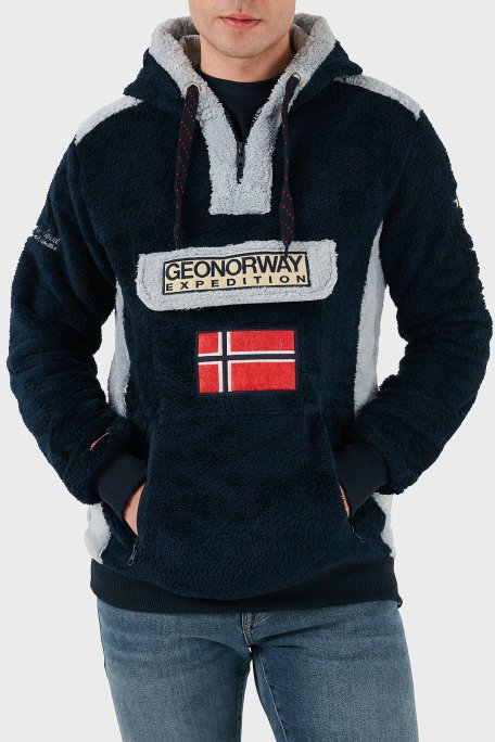 Norway Geographical Kapüşonlu Yarım Fermuarlı Outdoor Polar Erkek Sweat GYMCLASSSHERCO LACİVERT - Norway Geographical (1)