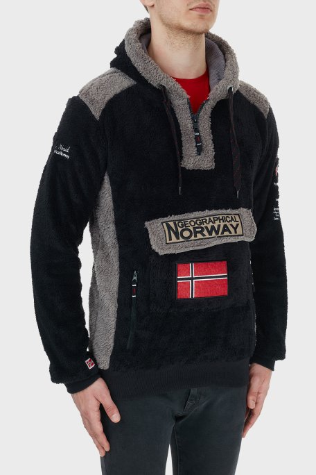 Norway Geographical Kapüşonlu Yarım Fermuarlı Outdoor Polar Erkek Sweat GYMCLASSSHERCO SİYAH - Norway Geographical (1)