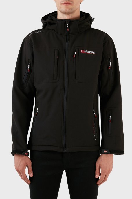 Norway Geographical Rüzgara Dayanıklı Softshell Kapüşonlu Outdoor Erkek Mont TUNAR SİYAH - Norway Geographical