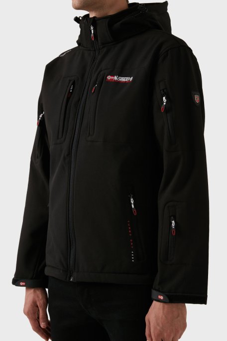 Norway Geographical Rüzgara Dayanıklı Softshell Kapüşonlu Outdoor Erkek Mont TUNAR SİYAH - Norway Geographical (1)