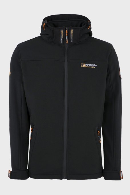 Norway Geographical Rüzgara ve Suya Dayanıklı Çıkarılabilir Kapüşonlu Softshell Erkek Mont TAKENI SİYAH - Norway Geographical