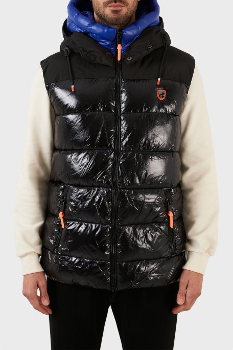 Norway Geographical Rüzgara ve Suya Dayanıklı Kapüşonlu Şişme Erkek Yelek VENTOR SİYAH - Norway Geographical