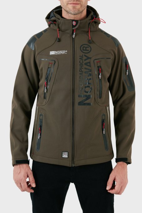 Norway Geographical Su Geçirmez 4000 mm Kapüşonlu Outdoor Erkek Mont TECHNO HAKİ-SİYAH - Norway Geographical