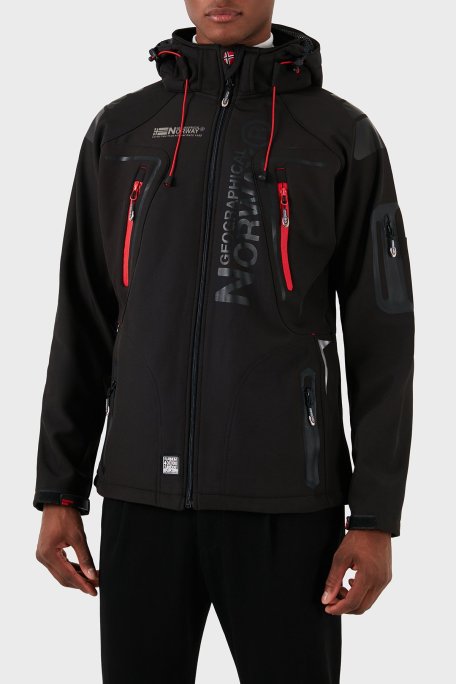 Norway Geographical Su Geçirmez 4000 mm Kapüşonlu Outdoor Erkek Mont TECHNO SİYAH-KIRMIZI - Norway Geographical
