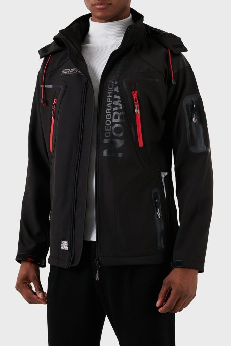 Norway Geographical Su Geçirmez 4000 mm Kapüşonlu Outdoor Erkek Mont TECHNO SİYAH-KIRMIZI - Norway Geographical (1)