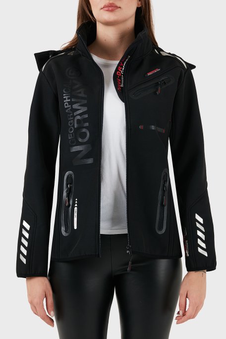 Norway Geographical Su Geçirmez 5000 mm Softshell Çıkarılabilir Kapüşonlu Bayan Mont REINE SİYAH-KIRMIZI - Norway Geographical