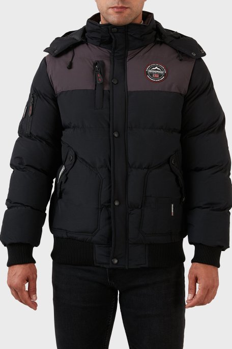 Norway Geographical Suya Dayanıklı Çıkarılabilir Kapüşonlu Şişme Erkek Mont VOLVA SİYAH - Norway Geographical