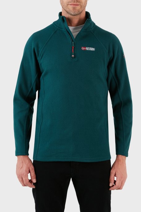 Norway Geographical Yumuşak Dokulu Dik Yaka Yarım Fermuarlı Outdoor Erkek Polar TUGASSOR KOYU YEŞİL - Norway Geographical