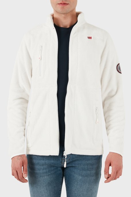 Norway Geographical Yumuşak Dokulu Soğuğa Dayanıklı Fermuarlı Outdoor Erkek Polar UPLOAD BEYAZ - Norway Geographical