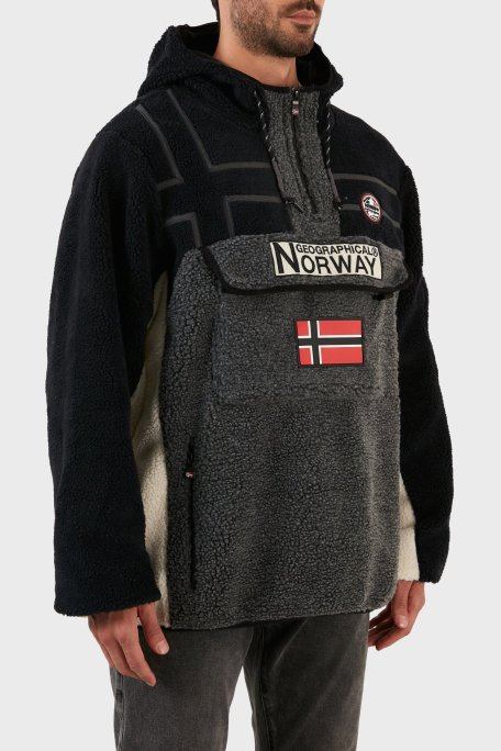 Norway Geographical Yumuşak Dokulu Soğuğa Dayanıklı Kapüşonlu Erkek Polar RIAKOLO KOYU GRİ - Norway Geographical (1)
