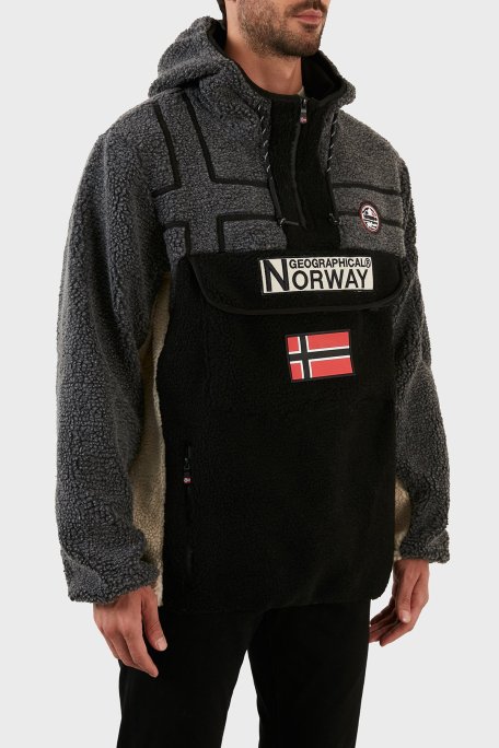 Norway Geographical Yumuşak Dokulu Soğuğa Dayanıklı Kapüşonlu Erkek Polar RIAKOLO SİYAH - Norway Geographical (1)