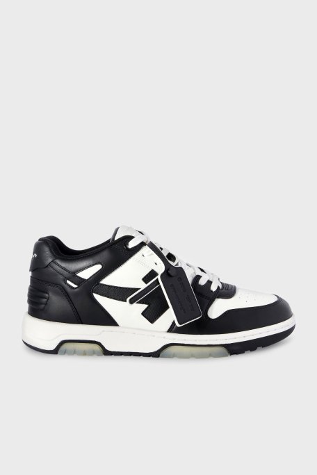 Off-White Deri Ok Tasarımlı Sneaker Erkek Ayakkabı OMIA189C99LEA007 0110 SİYAH-BEYAZ - Off White