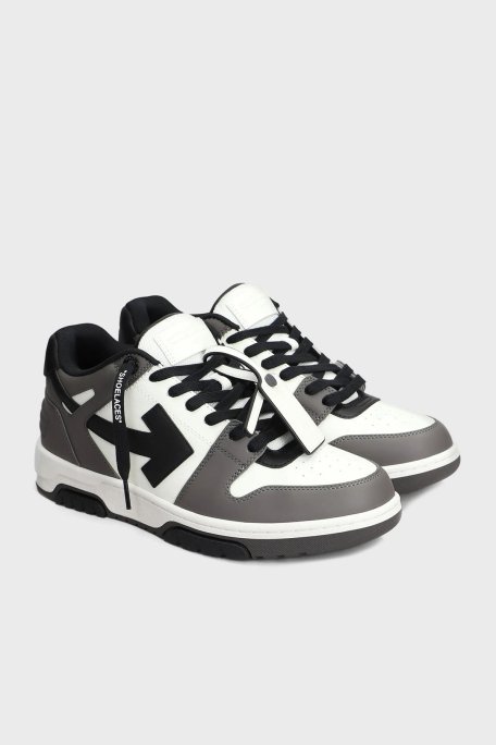 Off-White Deri Ok Tasarımlı Sneaker Erkek Ayakkabı OMIA189C99LEA013 0710 GRİ-BEYAZ - Off White (1)