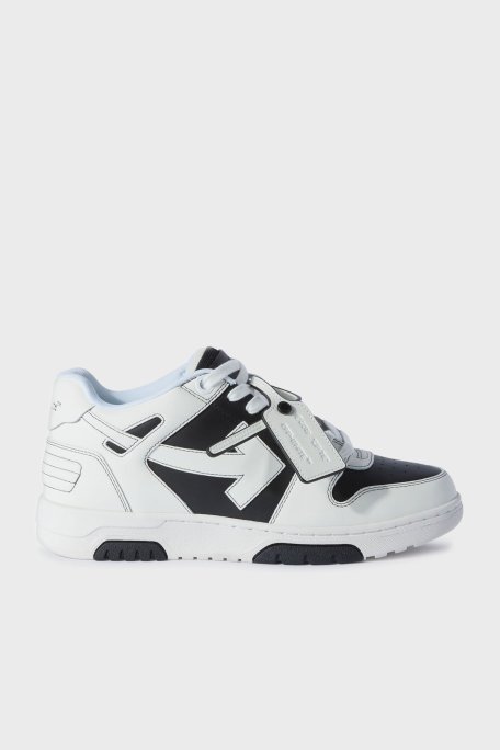 Off-White Deri Ok Tasarımlı Sneaker Erkek Ayakkabı OMIA189C99LEA015 1001 SİYAH-BEYAZ - Off White