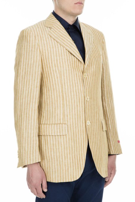 Pal Zileri Çizgili Regular Fit Düğmeli Çift Yırtmaçlı Erkek Ceket ZOX64121155 BEJ - Pal Zileri (1)