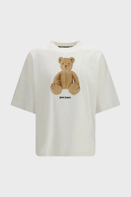 Palm Angels % 100 Pamuk Desenli Regular Fit Bisiklet Yaka Erkek T Shirt PMAA109S26JER00A EKRU - Palm Angels