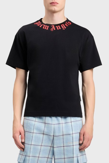 Palm Angels % 100 Pamuk Logo Baskılı Regular Fit Bisiklet Yaka Erkek T Shirt PMAA109S26JER008 SİYAH - Palm Angels