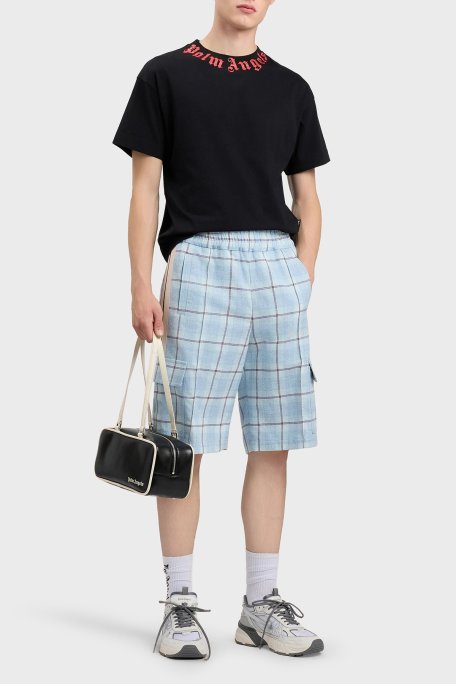 Palm Angels % 100 Pamuk Logo Baskılı Regular Fit Bisiklet Yaka Erkek T Shirt PMAA109S26JER008 SİYAH - Palm Angels (1)