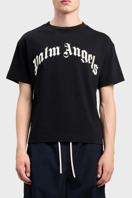 Palm Angels % 100 Pamuk Logo Baskılı Regular Fit Bisiklet Yaka Erkek T Shirt PMAA109S26JER00G SİYAH - Palm Angels