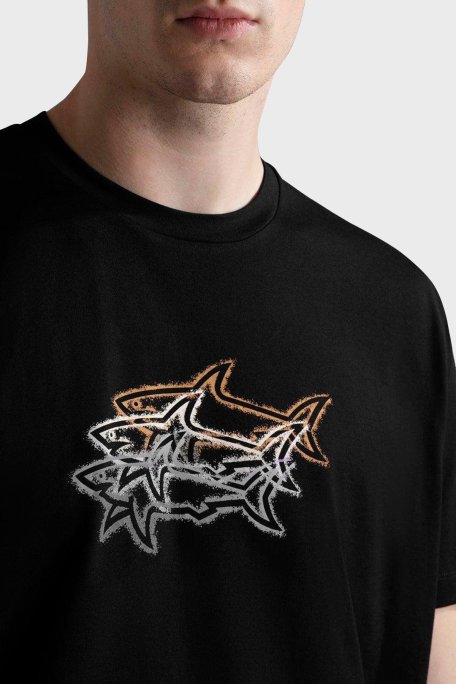 Paul & Shark % 100 Pamuk Regular Fit Bisiklet Yaka Baskılı Erkek T Shirt 24411041 011 SİYAH - Paul & Shark (1)