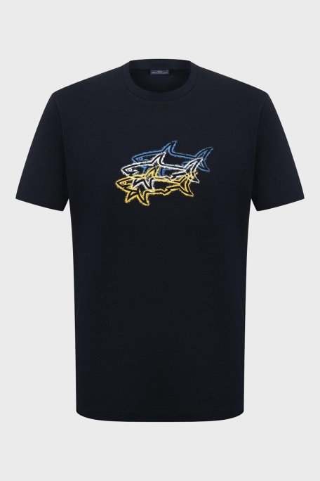 Paul & Shark % 100 Pamuk Regular Fit Bisiklet Yaka Baskılı Erkek T Shirt 24411041 013 LACİVERT - Paul & Shark (1)