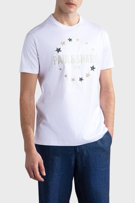 Paul & Shark % 100 Pamuk Regular Fit Bisiklet Yaka Erkek T Shirt 24411044 010 BEYAZ - Paul & Shark