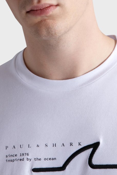 Paul & Shark % 100 Pamuk Regular Fit Bisiklet Yaka Logolu Erkek T Shirt 24411053 010 BEYAZ - Paul & Shark (1)