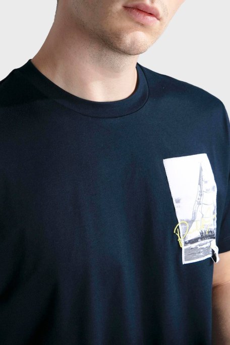 Paul & Shark % 100 Pamuk Regular Fit Bisiklet Yaka Logolu Erkek T Shirt 24411064 013 LACİVERT - Paul & Shark (1)