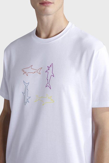 Paul & Shark % 100 Pamuk Regular Fit Bisiklet Yaka Logolu Erkek T Shirt 24411088 010 BEYAZ - Paul & Shark (1)