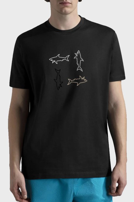 Paul & Shark % 100 Pamuk Regular Fit Bisiklet Yaka Logolu Erkek T Shirt 24411088 011 SİYAH - Paul & Shark