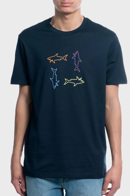 Paul & Shark % 100 Pamuk Regular Fit Bisiklet Yaka Logolu Erkek T Shirt 24411088 013 LACİVERT - Paul & Shark
