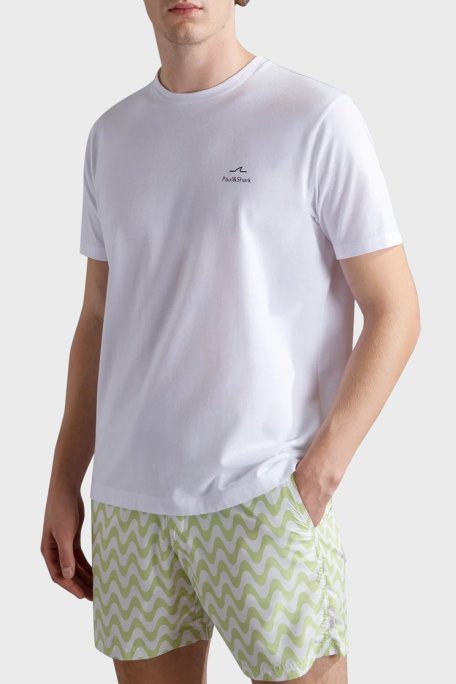 Paul & Shark % 100 Pamuk Regular Fit Sırt Baskılı Erkek T Shirt 24411087 010 BEYAZ - Paul & Shark