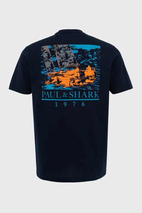 Paul & Shark % 100 Pamuk Regular Fit Sırt Baskılı Erkek T Shirt 24411087 013 LACİVERT - Paul & Shark (1)