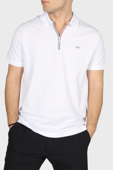 Paul & Shark % 100 Pamuk Regular Fit Yarım Fermuarlı Erkek Polo Yaka T Shirt 24411314 010 BEYAZ - Paul & Shark