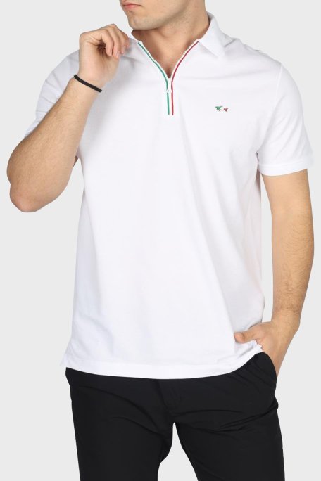 Paul & Shark % 100 Pamuk Regular Fit Yarım Fermuarlı Erkek Polo Yaka T Shirt 24411314 010 BEYAZ - Paul & Shark (1)